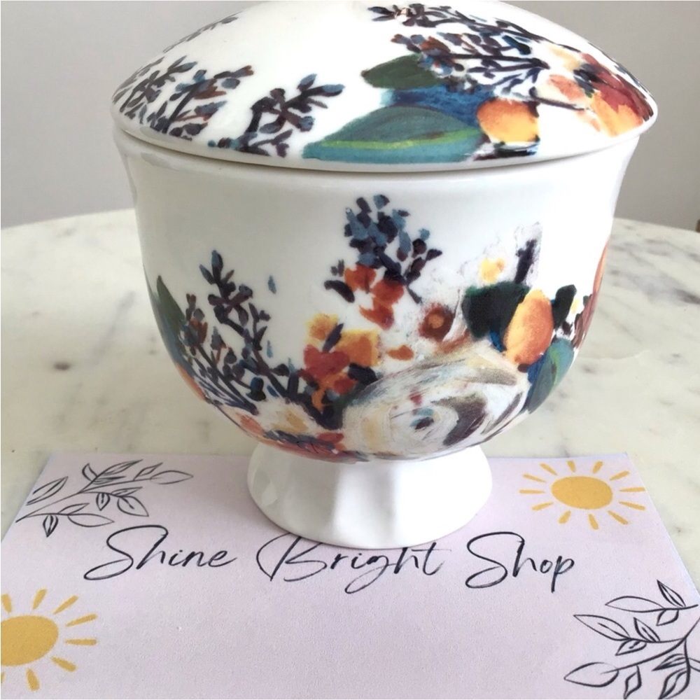 Anthropologie Botanica Handpainted Stoneware Sugar Pot NIB NWT - Picture 9 of 12